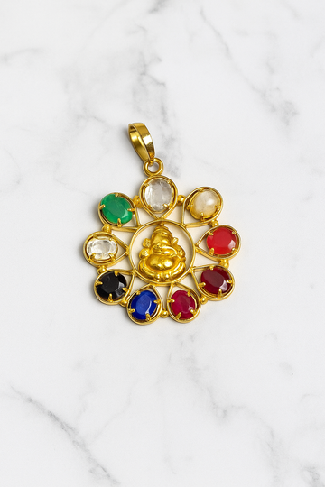 GOLD PLATTED ENERGISED NAVGRAH SHANTI UNISEX PENDENT