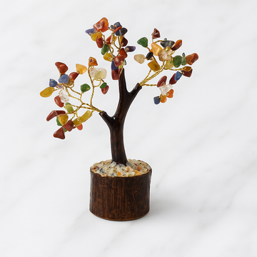 7 CHAKRA TREE STONES DECOR TREE, MONEY TREE FOR GOODLUCK - 10 INCHES.