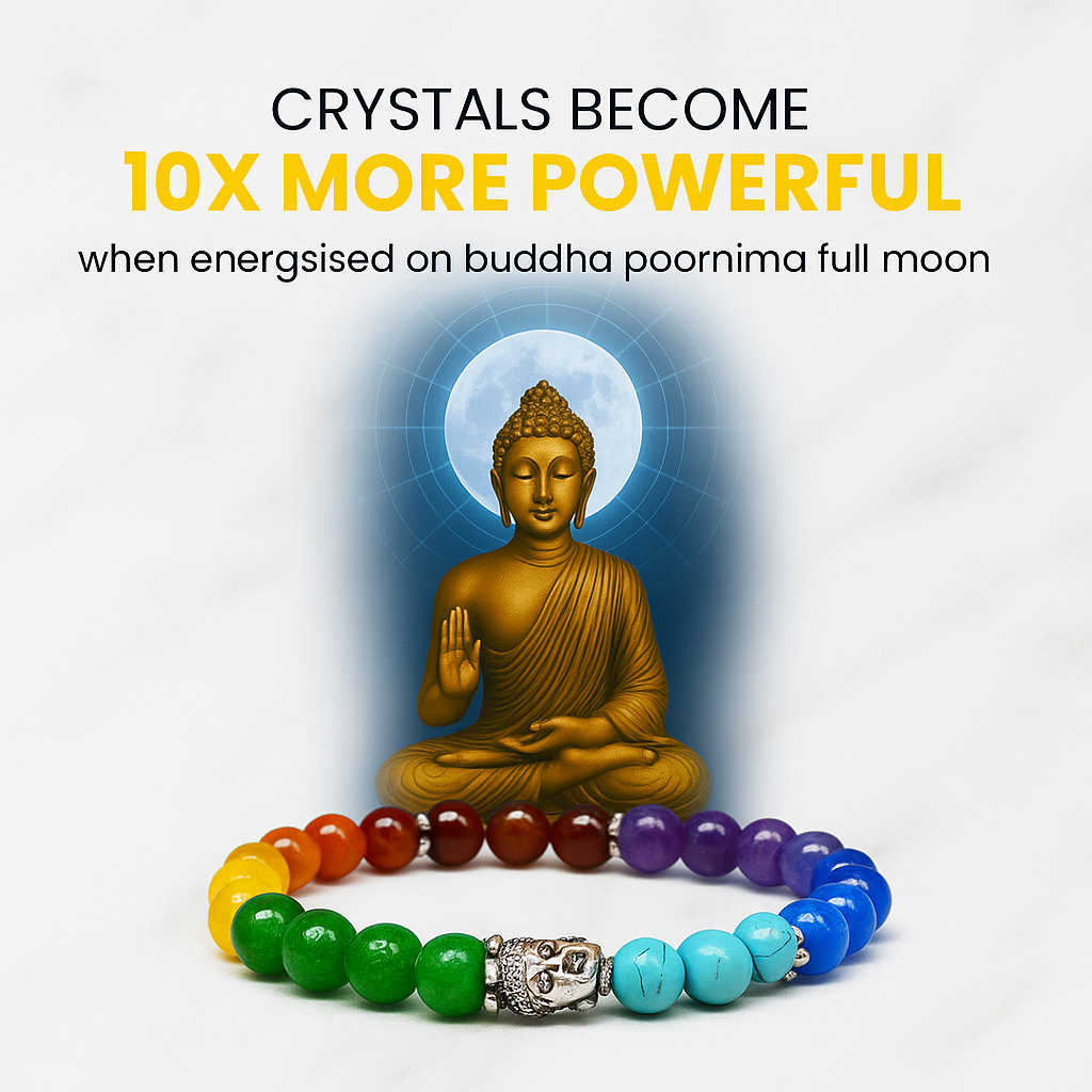ENERGISED 7 CHAKRA UNISEX BRACELET WITH BUDDHA BEAD.