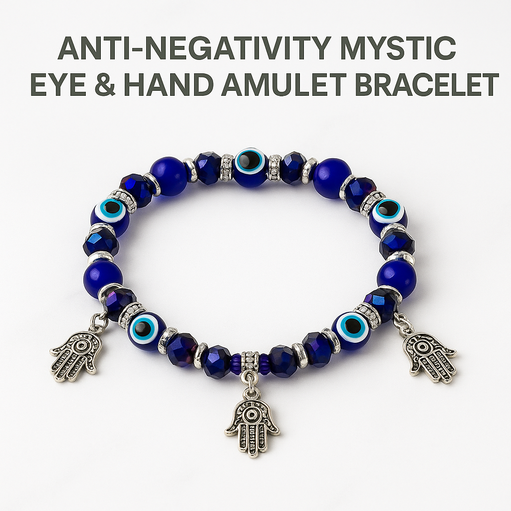 ANTI-NEGATIVITY MYSTIC EYE & HAND AMULET BRACELET.