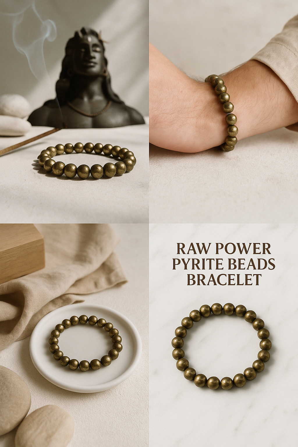 RAW POWER PYRITE BEADS BRACELET.