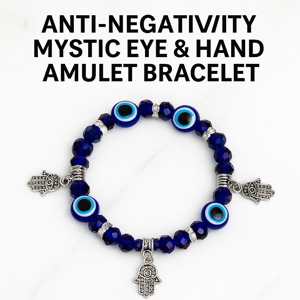 ANTI-NEGATIVITY MYSTIC EYE & HAND AMULET BRACELET.