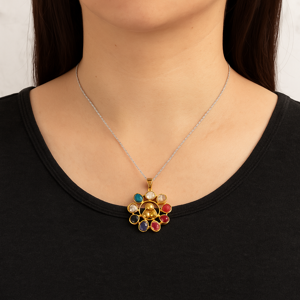GOLD PLATTED ENERGISED NAVGRAH SHANTI UNISEX PENDENT