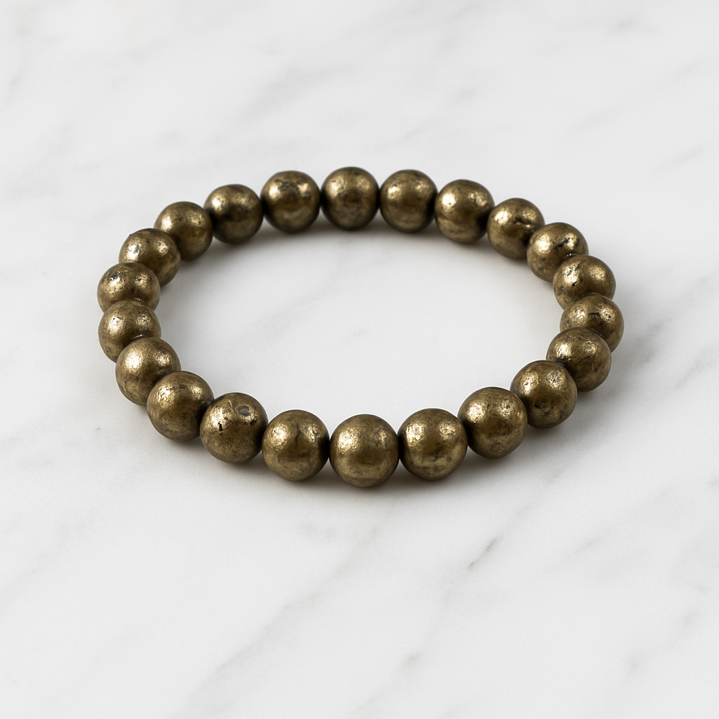 RAW POWER PYRITE BEADS BRACELET.